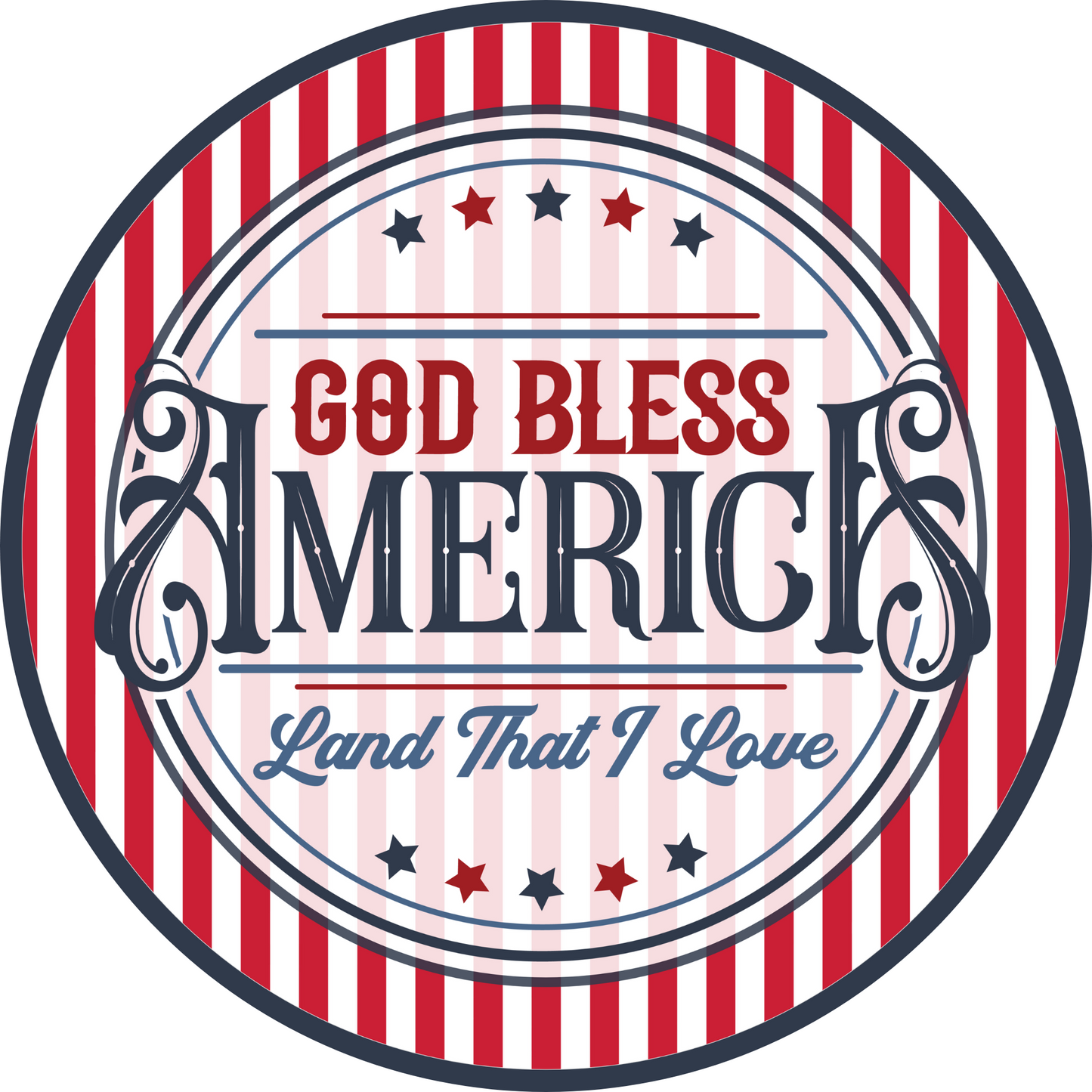 a red, white and blue label that says god bless america land that i love