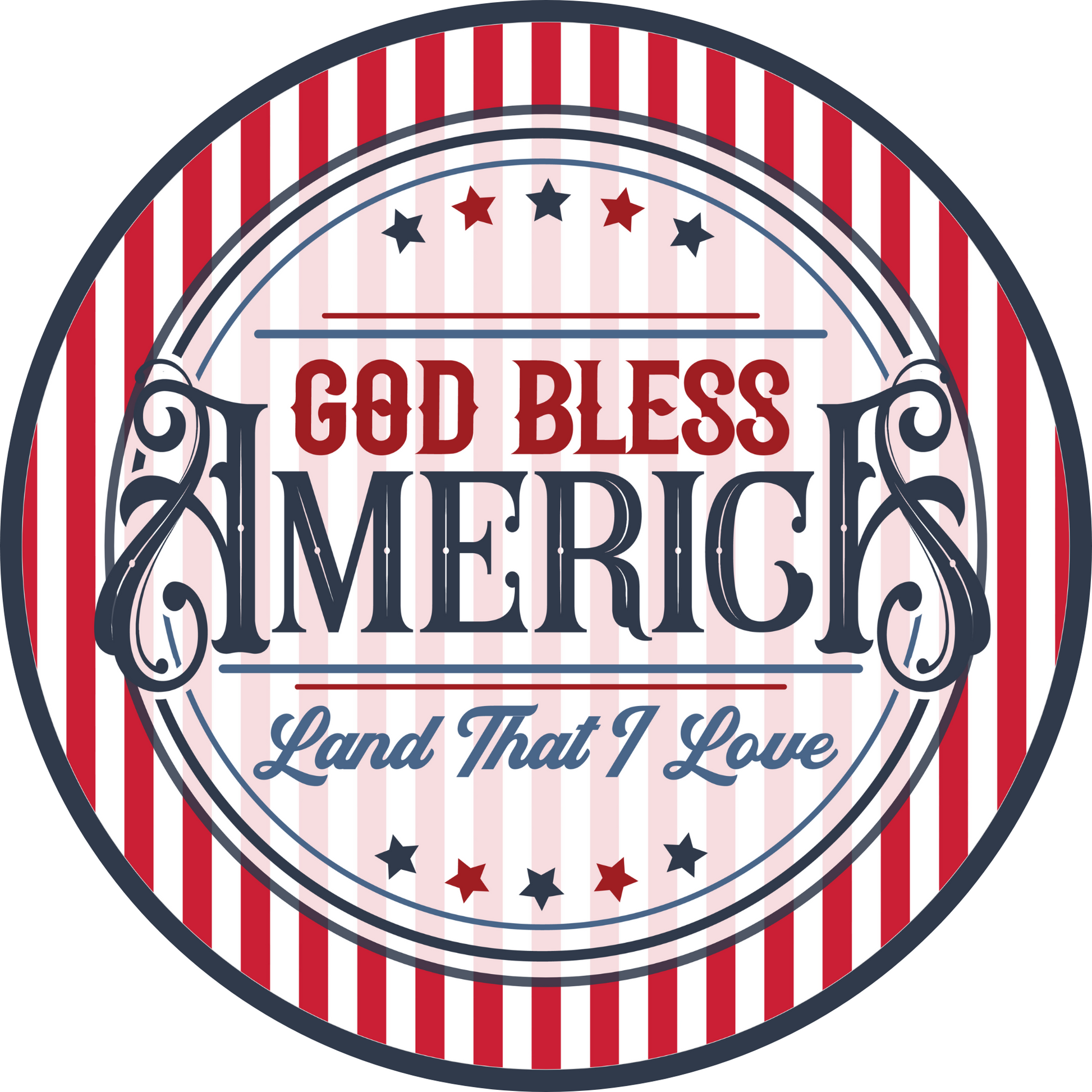 a red, white and blue label that says god bless america land that i love