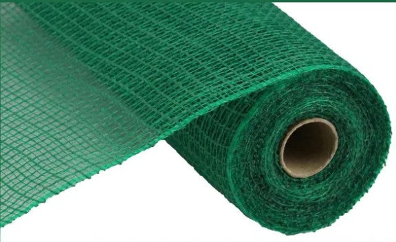 A roll of green mesh material with a cardboard tube at the end.