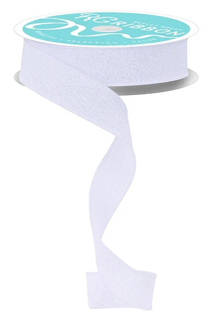 A roll of white ribbon with a turquoise label.