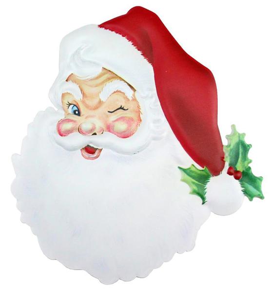 a white santa claus with a holly berry on his nose