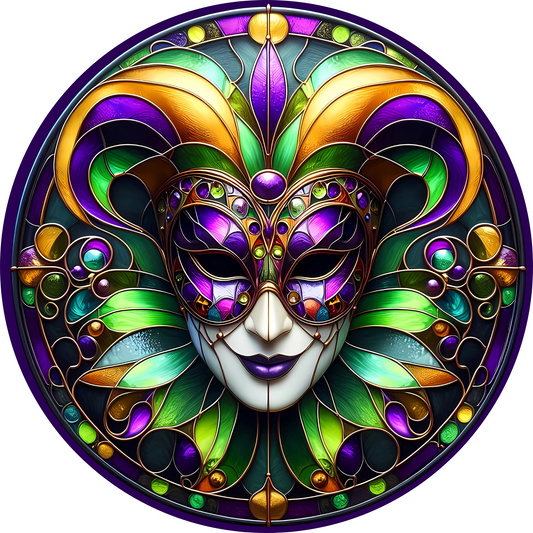 Mardi Gras Jester Sublimated Wreath Sign