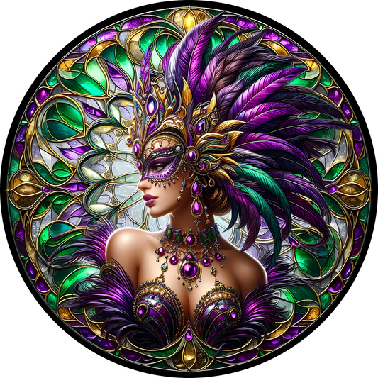 Mardi Gras Female Costume Sublimated Wreath Sign