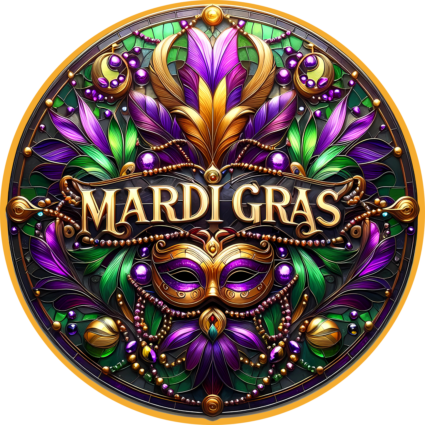 Colorful Mardi Gras Celebration Sublimated Wreath Sign