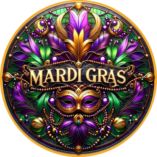 Colorful Mardi Gras Celebration Sublimated Wreath Sign