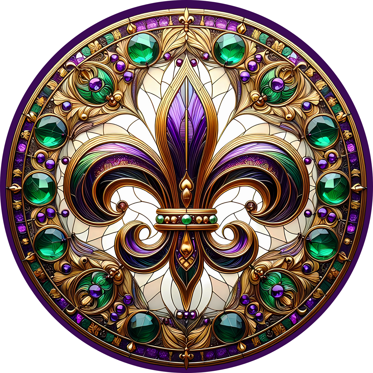 Mardi Gras Fleur De Lis Sublimated Wreath Sign