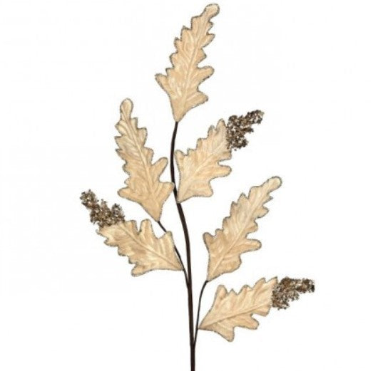 32" Glitter Velvet Acanthus Spray-Ivory