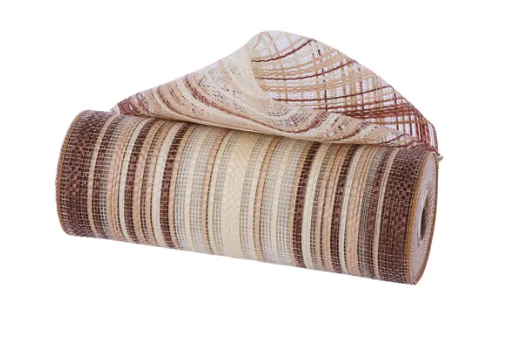 10" x 10yd Vertical Ombre Stripe Mesh-Dark Brown/Natural/Cream-RE13861W