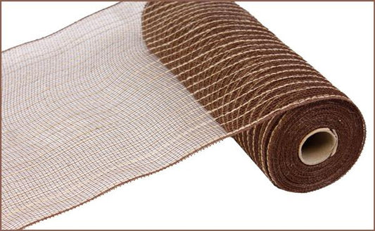 a roll of brown mesh on a white background