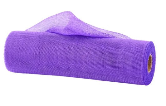 A roll of purple mesh or fabric is shown against a white background.