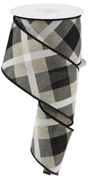 a roll of black and white plaid ribbon