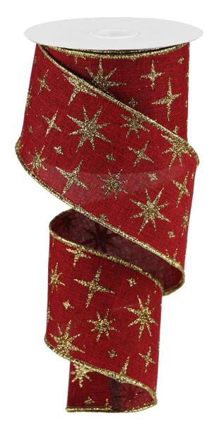 a red ribbon with gold stars on it