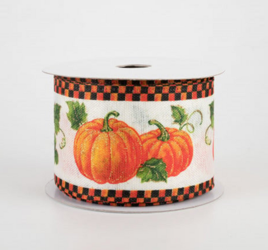 a roll of ribbon with pumpkins on it