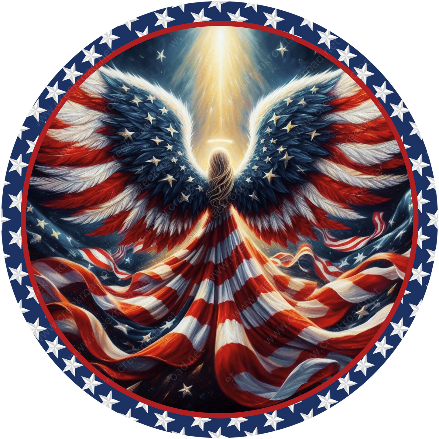 a painting of an eagle with an american flag