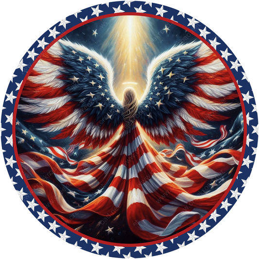 a painting of an eagle with an american flag