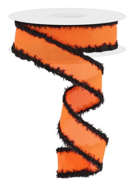 a spiral-shaped orange and black ribbon.