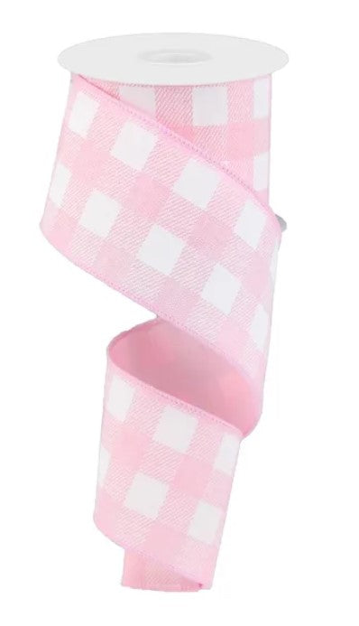 A pink and white checkered ribbon is shown against a white background.