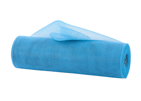 A roll of blue mesh or fabric is shown against a white background.