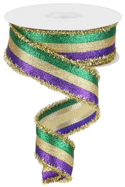 a roll of glitter ribbon on a white background