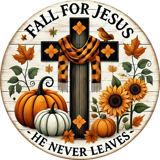 a picture of a cross with sunflowers and pumpkins