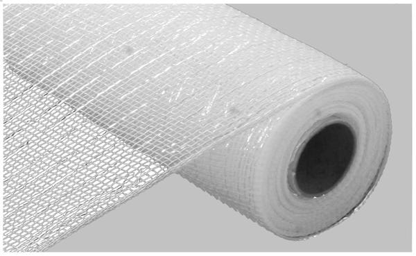 a roll of white wire mesh on a gray background