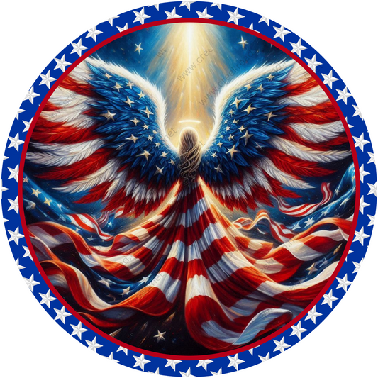 a painting of an eagle with an american flag