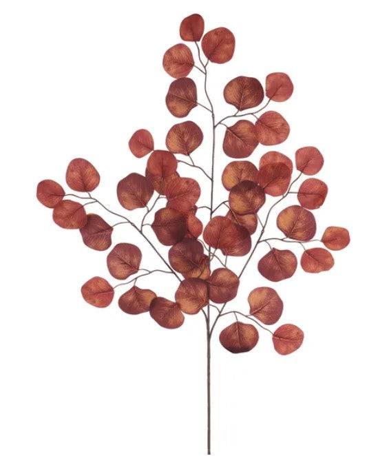 a branch with numerous red leaves arranged in a pattern, creating a visually striking and intricate design.