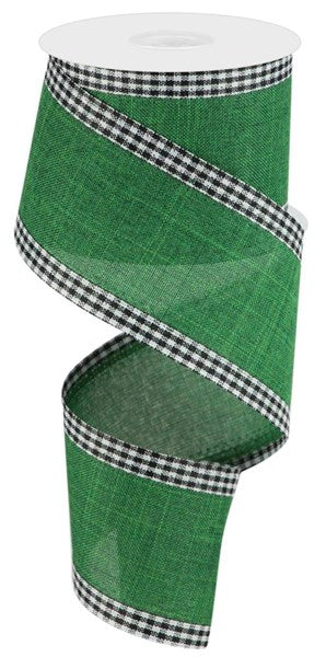 a green ribbon with black and white checks on it