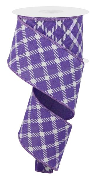 a purple and white plaid ribbon on a white background