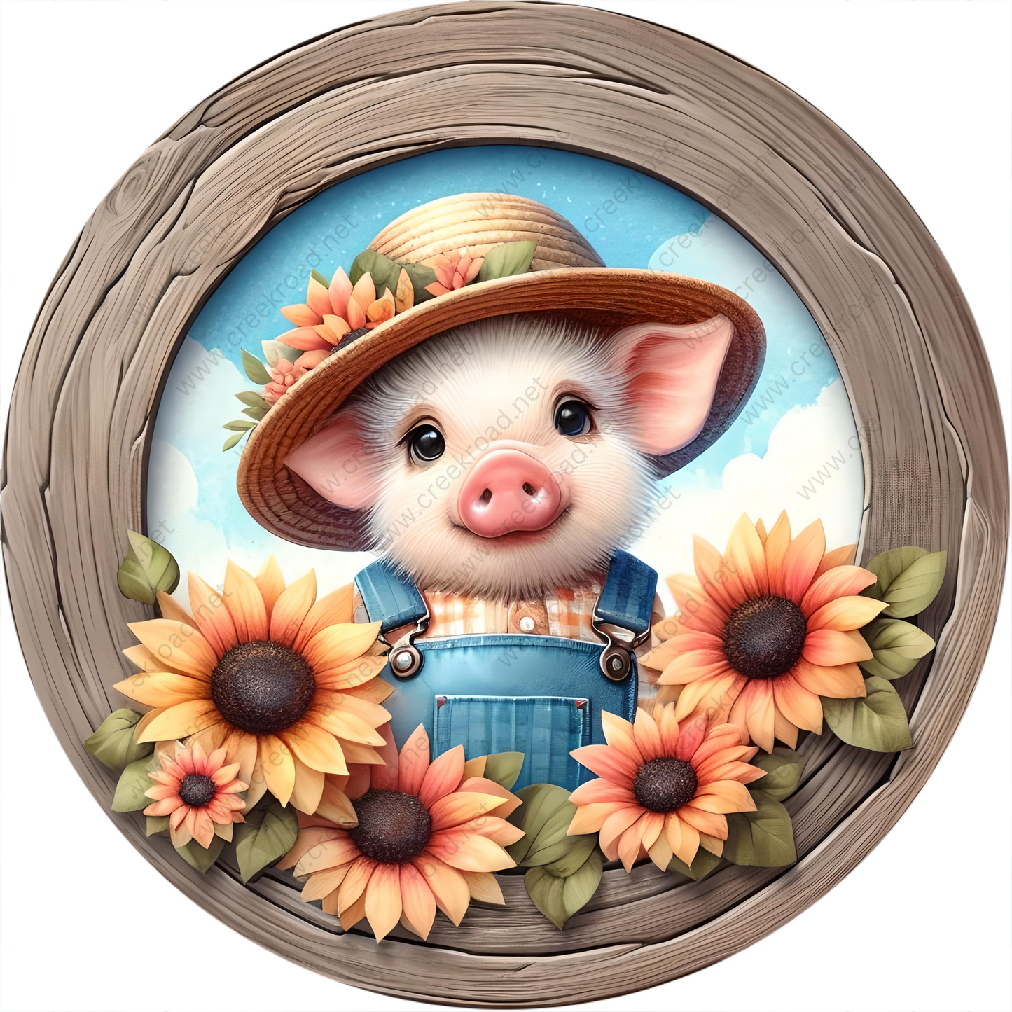 a painting of a pig wearing a hat and overalls