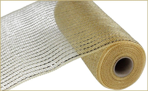 A roll of yellow mesh material with a white mesh pattern.
