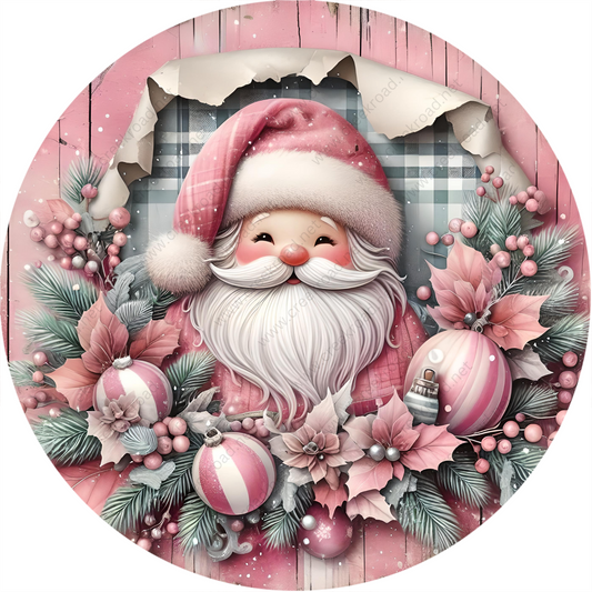 a painting of a santa clause surrounded by christmas decorations