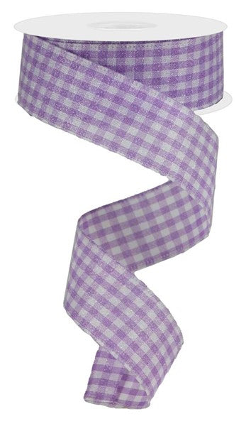 a purple and white checkered ribbon on a white background