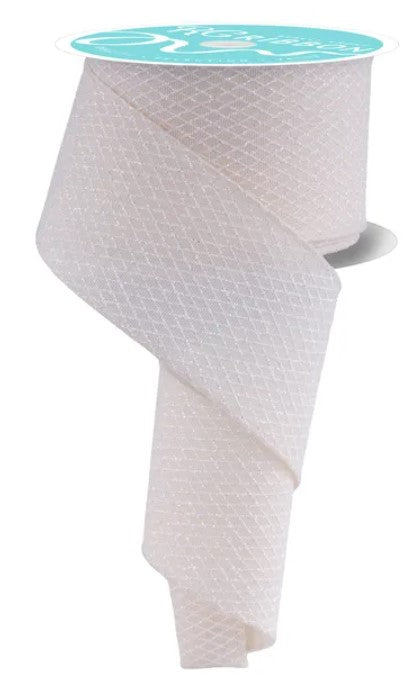 a roll of white, textured fabric with a turquoise label on top.