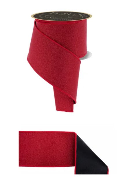 a red and black ribbon, with the ribbon appearing to be made of a shiny material. The ribbon is displayed in two different orientations, one with the red ribbon facing upwards and the other with the black ribbon facing downwards.