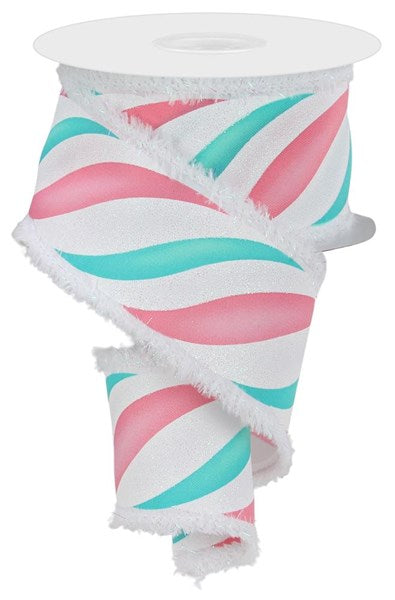 a roll of toilet paper wrapped in pink and blue stripes