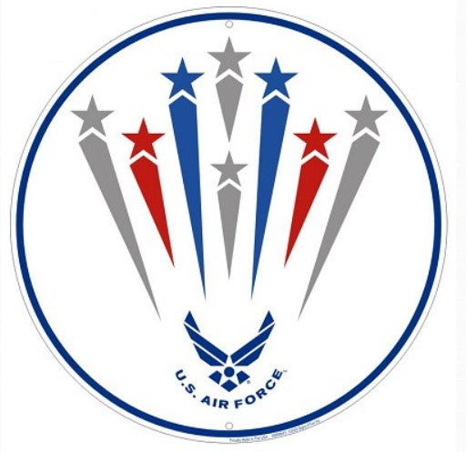 the u s air force emblem is shown in red, white, and blue