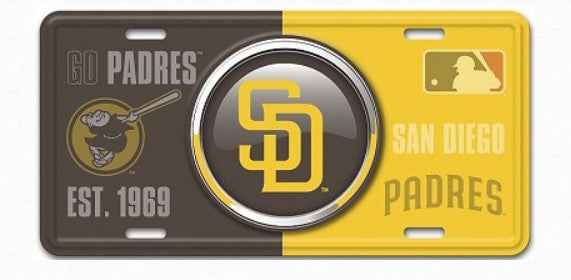 a metal license plate with a san diego logo on it