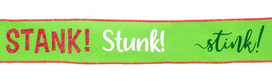 a green and red scarf that says stank stink