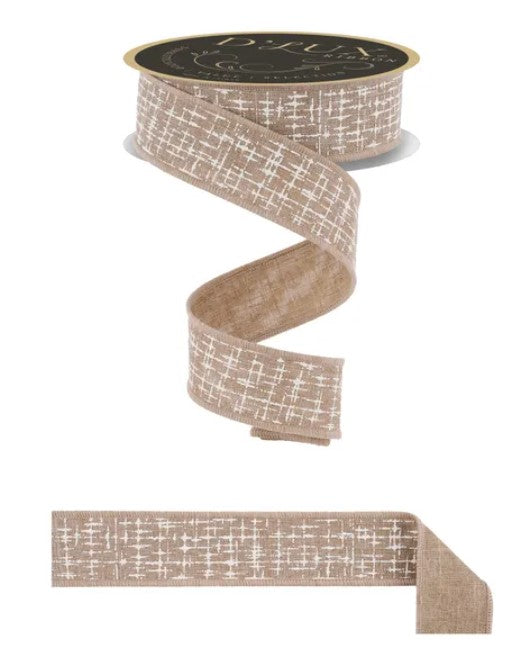 a brown and white checkered pattern ribbon, which is a decorative item.