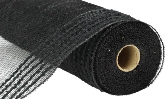 A roll of black mesh or plastic material with a brown cardboard tube at the end.