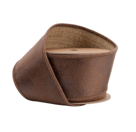 A brown, textured fabric or material with a burlap-like texture, possibly a ribbon or bow.