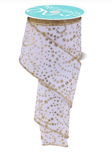 a ribbon with a white and gold pattern, and it is described as a decorative piece.