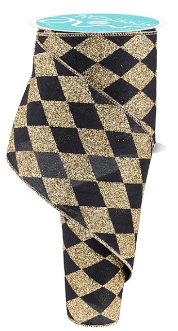 a black and gold checkered pattern on a ribbon, which is a decorative and textured fabric.