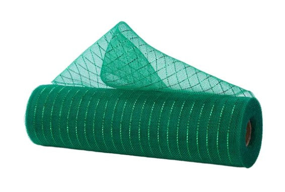 A roll of green mesh with a diamond pattern, lying on its side.