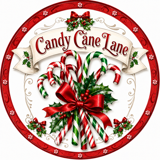Candy Cane Lane Wreath Sign