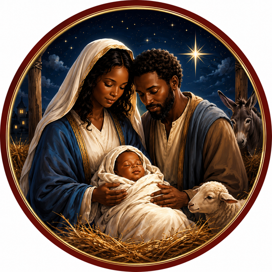 African American Nativity Wreath Sign