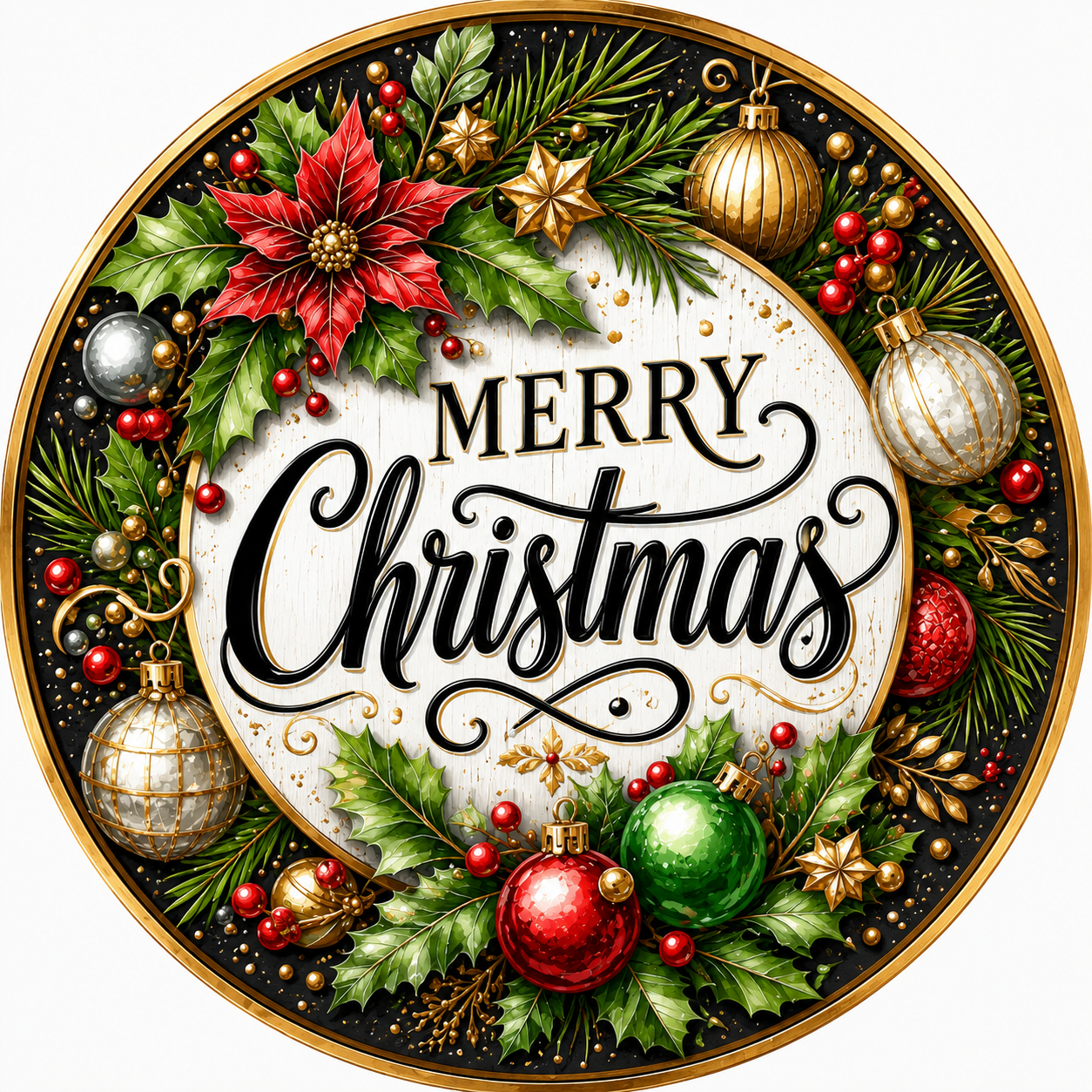 Merry Christmas Christmas Ornaments Wreath Sign