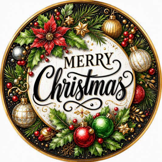 Merry Christmas Christmas Ornaments Wreath Sign