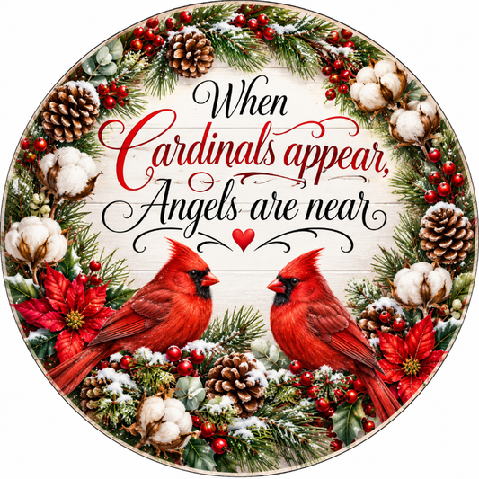 When Cardinals Appear Angels are Near Wreath Sign